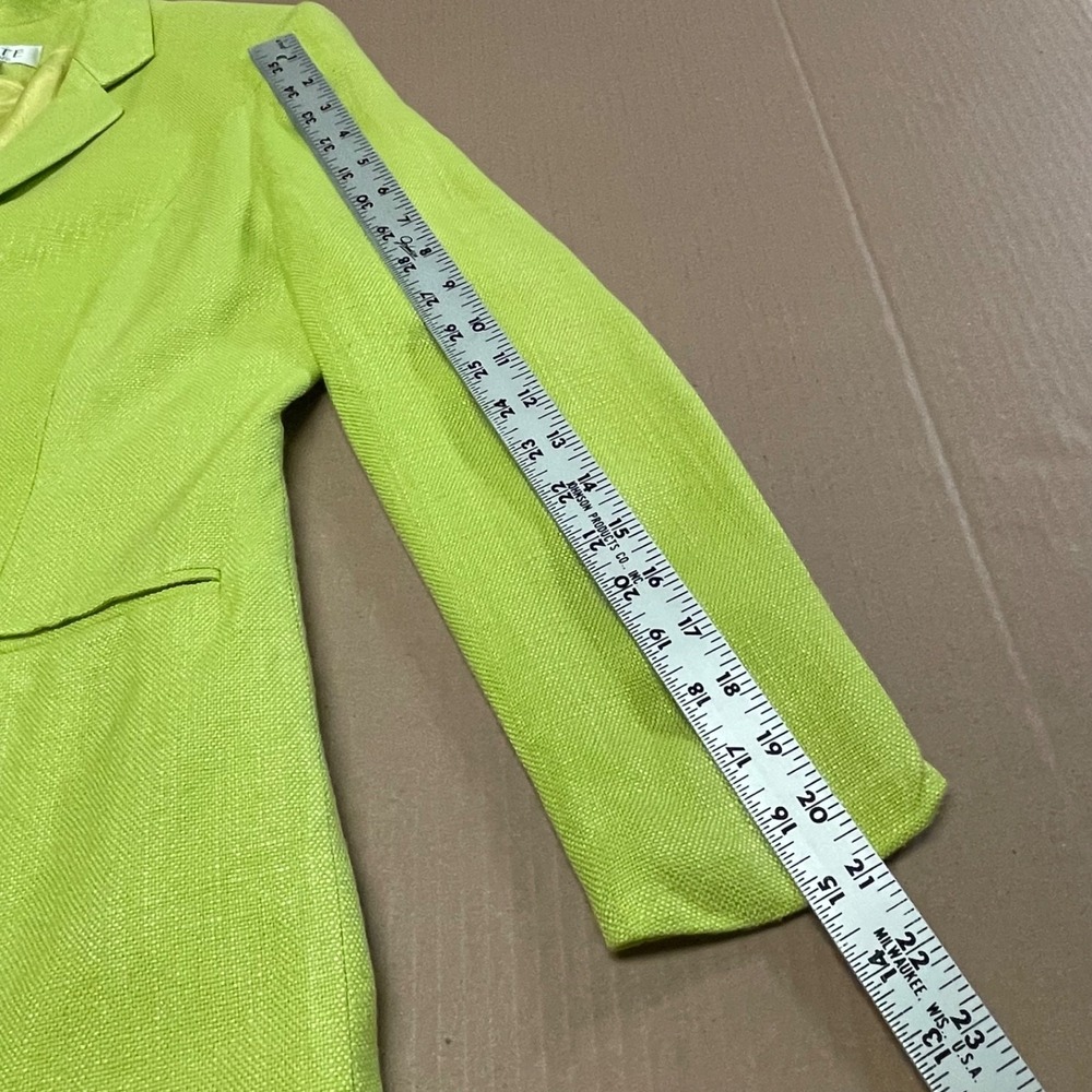 Vintage Petite Sophisticate Women's 10P Lime Green Blazer Rayon 80's - Picture 11 of 14